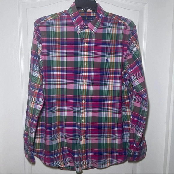 Ralph Lauren Polo Large  Colorful  Authentic Indian Madras Plaid Shirt LS - Picture 1 of 5